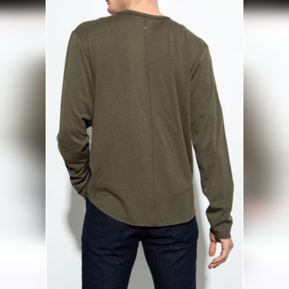 Rag & Bone Mens Rupert Green Long Sleeve Cotton Crewneck Tee Pullover SZ Medium - Picture 3 of 13